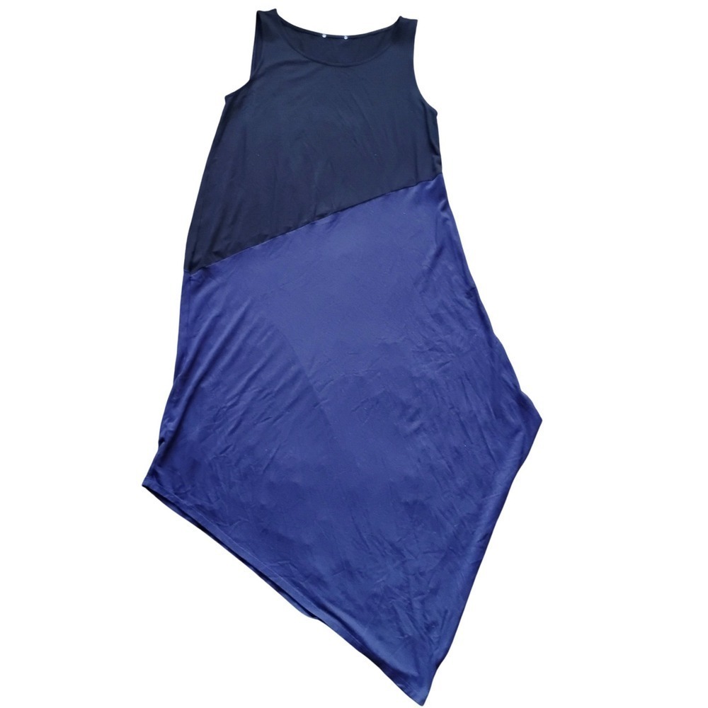 Eileen Fisher XS Sleeveless Asymmetrical Two Tone Dress Casual‎ Comfy Relaxed